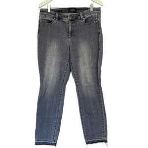 Talbots Size 10 Flawless Five Pocket Jeans Slim Ankle Raw Hem Gray Curvy 34x30